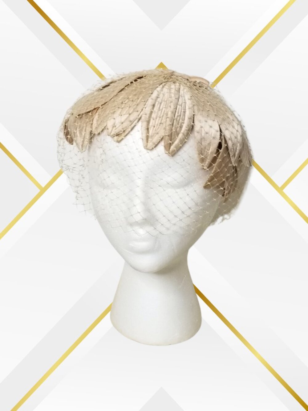 Vintage 1960s Ivory/Cream Petal Cap Fascinator with Birdcage Veil Netting